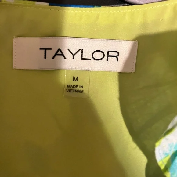 Taylor Blue and Yellow Floral Mini Dress Size M - Picture 3 of 6